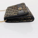 Christian Dior Trotter Canvas Chain Shoulder Bag Navy Gold Auth 162506A-4