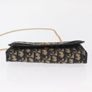 Christian Dior Trotter Canvas Chain Shoulder Bag Navy Gold Auth 162506A-5