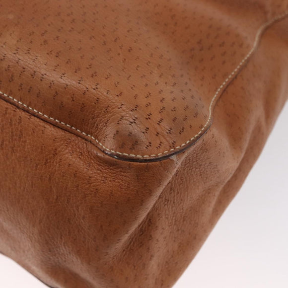 PRADA Tote Bag Leather Brown Silver Auth 162507
