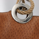 PRADA Tote Bag Leather Brown Silver Auth 162507-10