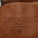 PRADA Tote Bag Leather Brown Silver Auth 162507-17