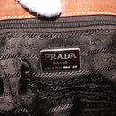 PRADA Tote Bag Leather Brown Silver Auth 162507-18