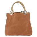 PRADA Tote Bag Leather Brown Silver Auth 162507-13