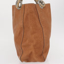 PRADA Tote Bag Leather Brown Silver Auth 162507-3