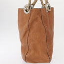 PRADA Tote Bag Leather Brown Silver Auth 162507-4
