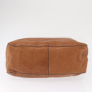 PRADA Tote Bag Leather Brown Silver Auth 162507-5