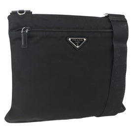 PRADA Shoulder Bag Nylon Black Silver Auth 162510