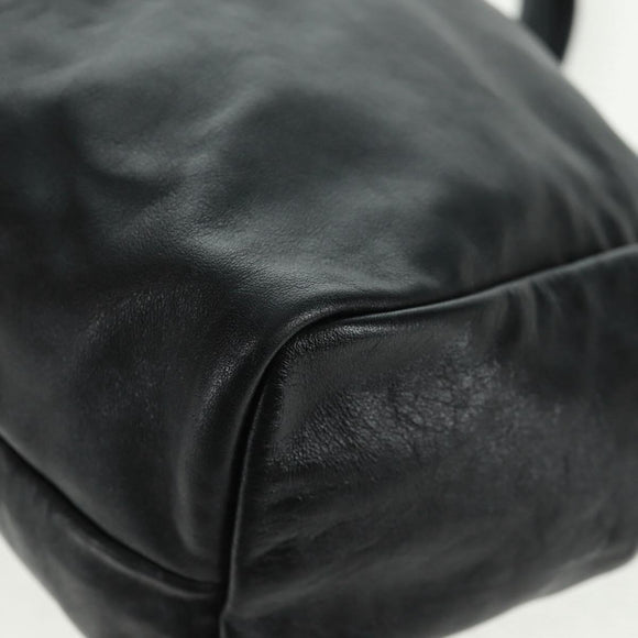 PRADA Hand Bag Leather Black Silver Auth 162511V