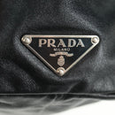 PRADA Hand Bag Leather Black Silver Auth 162511V-14