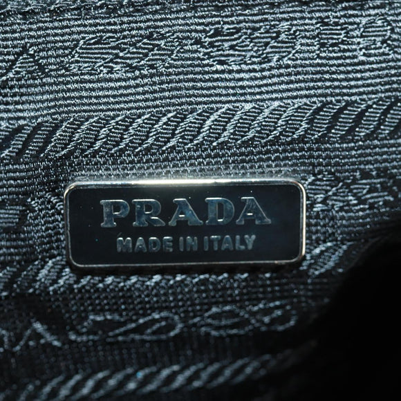 PRADA Hand Bag Leather Black Silver Auth 162511V