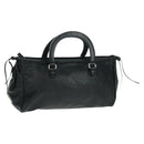 PRADA Hand Bag Leather Black Silver Auth 162511V-1
