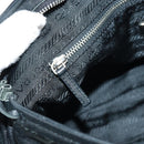 PRADA Hand Bag Leather Black Silver Auth 162511V-20