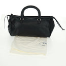 PRADA Hand Bag Leather Black Silver Auth 162511V-24