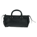 PRADA Hand Bag Leather Black Silver Auth 162511V-2