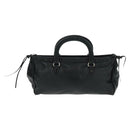 PRADA Hand Bag Leather Black Silver Auth 162511V-3