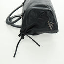 PRADA Hand Bag Leather Black Silver Auth 162511V-4