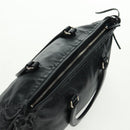 PRADA Hand Bag Leather Black Silver Auth 162511V-6