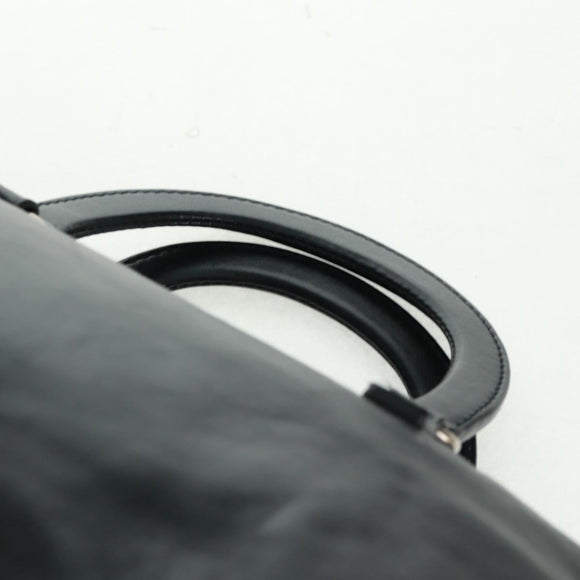 PRADA Hand Bag Leather Black Silver Auth 162511V