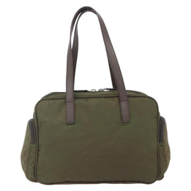 PRADA Hand Bag Nylon Khaki Silver Auth 162512 - 0