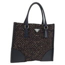 PRADA Hand Bag Wool Purple Silver Auth 162514V-1