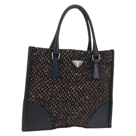 PRADA Hand Bag Wool Purple Silver Auth 162514V