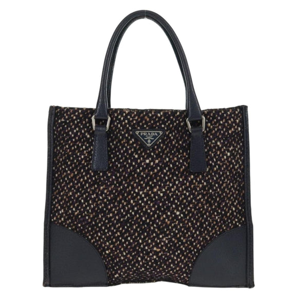 PRADA Hand Bag Wool Purple Silver Auth 162514V