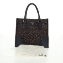 PRADA Hand Bag Wool Purple Silver Auth 162514V-12