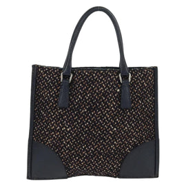 PRADA Hand Bag Wool Purple Silver Auth 162514V - 0