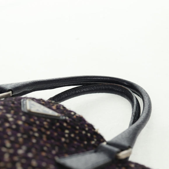 PRADA Hand Bag Wool Purple Silver Auth 162514V