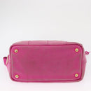 PRADA Canapa PM Hand Bag Canvas 2way Pink Gold Auth 162515-5