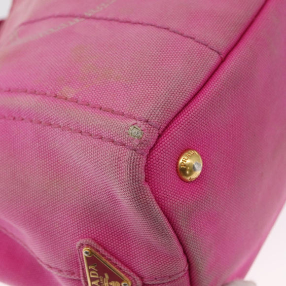 PRADA Canapa PM Handtasche Canvas 2-Wege Pink Gold Auth 162515