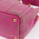 PRADA Canapa PM Hand Bag Canvas 2way Pink Gold Auth 162515-16