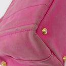 PRADA Canapa PM Hand Bag Canvas 2way Pink Gold Auth 162515-17