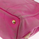 PRADA Canapa PM Hand Bag Canvas 2way Pink Gold Auth 162515-18