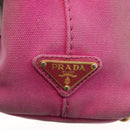 PRADA Canapa PM Hand Bag Canvas 2way Pink Gold Auth 162515-19