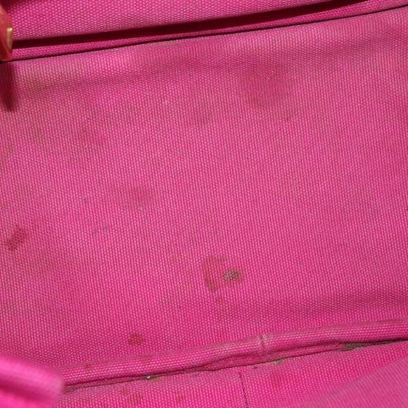 PRADA Canapa PM Handtasche Canvas 2-Wege Pink Gold Auth 162515