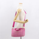 PRADA Canapa PM Hand Bag Canvas 2way Pink Gold Auth 162515-26