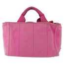 PRADA Canapa PM Hand Bag Canvas 2way Pink Gold Auth 162515-2