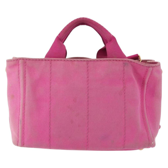 PRADA Canapa PM Handtasche Canvas 2-Wege Pink Gold Auth 162515