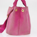 PRADA Canapa PM Hand Bag Canvas 2way Pink Gold Auth 162515-3