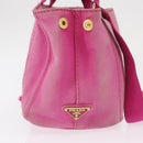 PRADA Canapa PM Hand Bag Canvas 2way Pink Gold Auth 162515-4