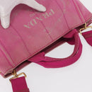 PRADA Canapa PM Hand Bag Canvas 2way Pink Gold Auth 162515-6