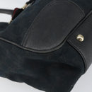 GUCCI GG Canvas Sherry Line Pretty Tote Bag Black Red 163805 Auth 162517-14