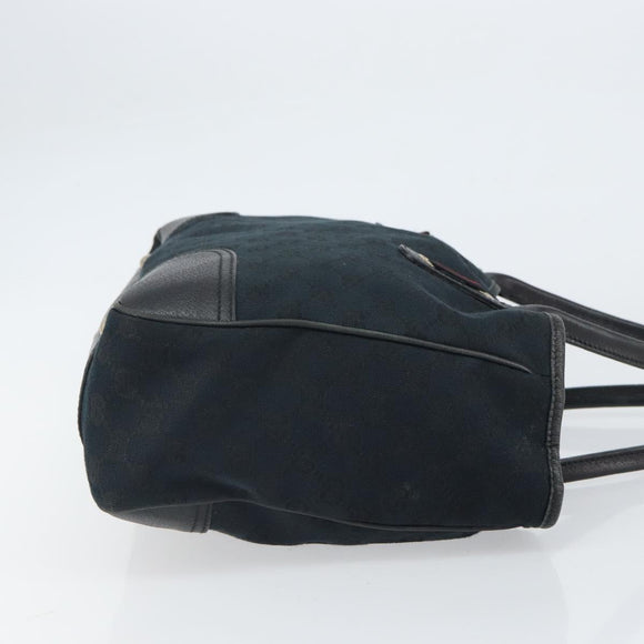 GUCCI GG Canvas Sherry Line Pretty Tote Bag Black Red 163805 Auth 162517