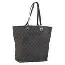 GUCCI GG Canvas Tote Bag Black Silver 31243 Auth 162518-1