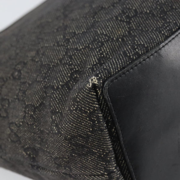 GUCCI GG Canvas Tote Bag Black Silver 31243 Auth 162518