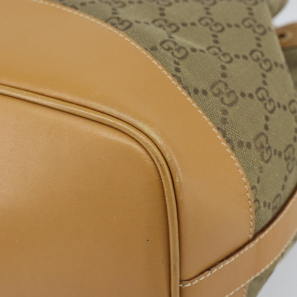 GUCCI GG Canvas Shoulder Bag Beige Gold Auth 162519