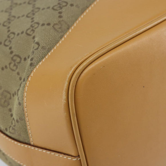 GUCCI GG Canvas Shoulder Bag Beige Gold Auth 162519