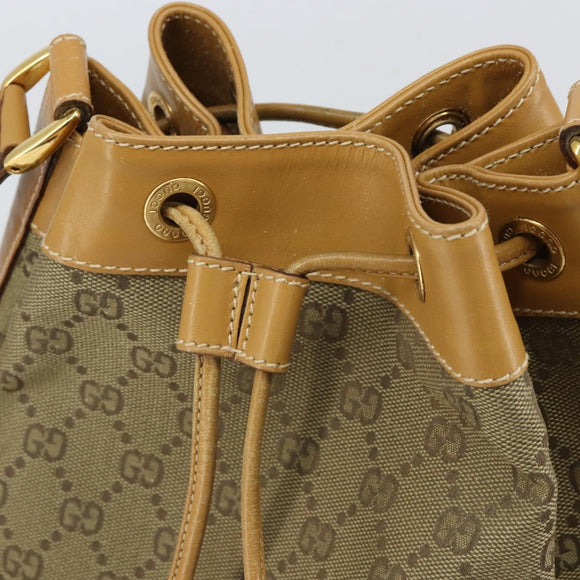 GUCCI GG Canvas Shoulder Bag Beige Gold Auth 162519