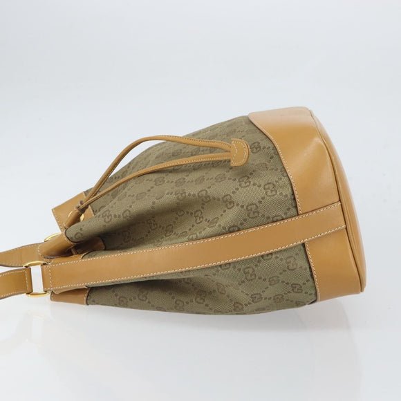 GUCCI GG Canvas Shoulder Bag Beige Gold Auth 162519